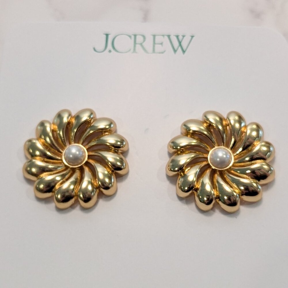 J.Crew Metallic Flower Stud Earrings